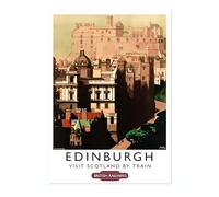 Lmovutcom Poster Impression Oeuvre Édimbourg Écosse, Tableau Impression Murale Paysage Urbain, Affiches Chemins de Fer Britanniques, Art Mural UK Vintage, Décoration Maison Salon, Sans Cadre