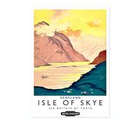 Lmovutcom Tableau Impression Murale Paysage Lac Montagne, Poster Impression Oeuvre Île de Skye Écosse, Affiches Chemins de Fer Britanniques, Art Mural UK Vintage, Décoration Maison Salon, Sans Cadre