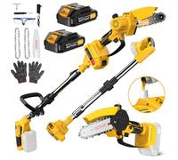 Lmozim 2 EN 1 Tronçonneuse à Batterie & Elagueuse sur Perche sans Fil Mini Tronconneuse Télescopique avec 2 Batteries Coupe Branche Electrique avec Système de Lubrification Tête Pivotante pour Jardin