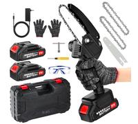 Lmozim Mini Tronconneuse a Batterie 4000mah 6 Pouces Tronconneuse Electrique Sans Fil avec 2 Chaines Scie Electrique Elagueuse Tronçonneuse à une Main pour Jardin Cour Maison