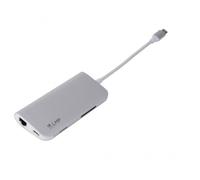 LMP- USB-C mini Dock 8port avec HDMI, 3x USB 3.0, Ethernet, SD/MicroSD, chargeur USB-C, Argent