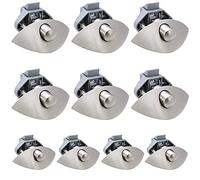 LMPN Lot de 10 loquets à bouton-poussoir sans clé pour caravane, camping-car, tiroir, armoire ou tiroir en forme de croissant en alliage de zinc (nickel satiné)