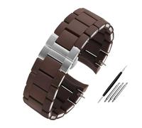 LMPVPDGADZ Bracelet de montre en acier inoxydable enduit de Silicone, 20mm 23mm, noir et blanc, for hommes et femmes, adapté for Armani AR5890/5891/5906/5921(Brown silver,20mm)