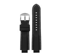 LMPVPDGADZ Bracelet de montre en caoutchouc de Silicone 16mm Joint convexe noir rouge Orange blanc bleu lignes hommes bracelet de montre accessoire adapté for Timex T2N721 T2N720(Black white-S pin)