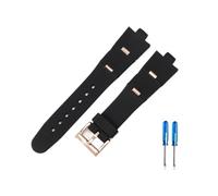 LMPVPDGADZ Bracelet de montre en caoutchouc For Bulgari, for Interface convexe, accessoires de montre doux et confortables for hommes et femmes, 22x8mm 24x8mm(Fold Black-Rose,22x8mm)