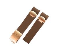 LMPVPDGADZ Bracelet de montre en caoutchouc Silicone for hommes, 22mm, Interface Arc, noir, marron, bleu, plongée nautique, adapté for Ulysse Nardin 263(B Brown-Gold)