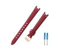 LMPVPDGADZ Bracelet de montre femme en cuir noir et Interface Concave de qualité adapté for la série Anne Klein AK 1950/9442/9918/9168 for boucle en acier(Red-Rose-K12)