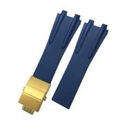 LMPVPDGADZ Bracelet de montre for boucle pliante en acier et caoutchouc de Silicone, 26mm, adapté for Ulysse Nardin, bleu, noir, marron, accessoires de Sport(Blue Golden buckle)