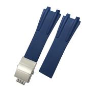 LMPVPDGADZ Bracelet de montre for boucle pliante en acier et caoutchouc de Silicone, 26mm, adapté for Ulysse Nardin, bleu, noir, marron, accessoires de Sport(Blue Silver buckle)