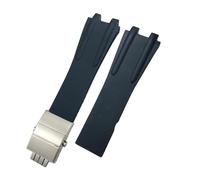 LMPVPDGADZ Bracelet de montre for boucle pliante en acier et caoutchouc de Silicone, 26mm, adapté for Ulysse Nardin, bleu, noir, marron, accessoires de Sport(Black Silver buckle)