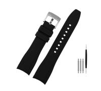LMPVPDGADZ Fit For Rolex Fit for Longine Fit for Citizen BN0193 Tudor Interface incurvée Bracelet de montre en silicone 19mm 20mm 22mm 21 Man Bracelet souple Accessoires(Black silver,24mm)
