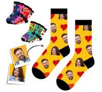 LMQJDZ Chaussettes Personnalisées,Plusieurs visages,Chaussettes Personnalisées avec Photo, Cadeaux Personnalisés de Saint-Valentin pour Petit ami