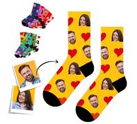 LMQJDZ Chaussettes Personnalisées,Plusieurs visages,Chaussettes Personnalisées avec Photo, Cadeaux Personnalisés de Saint-Valentin pour Petit ami