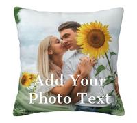 LMQJDZ Coussin Photo Personnalisée, Coussin Décoratif Personnalisé Impression Recto Verso avec Image Texte Nom, pour Anniversaire, Noël, Décoration Chambre, Cadeaux Commémoratifs Familiaux, 40x40cm