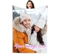 LMQJDZ Couverture Personnalisée Photo,Plaid Personnalisé avec Photo et Texte,Fête des Pères, Fête des Mères, Famille-Cadeau Saint-Valentin, (1 Photo)
