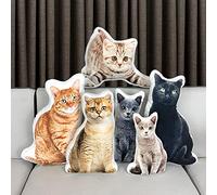 LMQJDZ Oreiller Photo Personnalisée Animaux de Compagnie, Forme de Chat de Chien Coussin Décoratif, 3D Impression Recto Verso avec Image, pour Anniversaire, Noël, Cadeaux Commémoratifs Familiaux