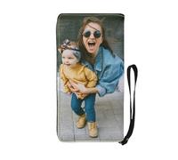 LMQJDZ Personnalisé Femmes Portefeuille-Double Face Impression Fait sur Mesure Grande Capacité Porte-Monnaie Porte-Carte -Cadeau pour Personnalisée pour Père, Maman, Enfants,Amis ou Amoureux.