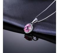 LMRJHAZ 1,7 CTC SAPPHIRE ROSE 925 Collier pendentif halo en argent sterling pour la femme Gift Engagement No Chain