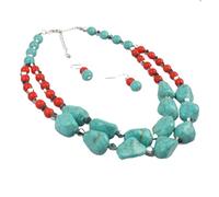 LMRJHAZ 1 ensemble de bijoux vintage rétro multicouche collier boucles d'oreilles pour femme accessoires décoratifs bohème pour fêtes, mariages, usage quotidien et occasions spéciales
