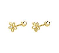 LMRJHAZ 18g Boucles d'oreilles Cartouches de Goujon de Fleurs de Marguerite pour Femmes 925 Argent Sterling CZ Minuscule Mignon Floral 3 mm Balle barrelle Back étalons