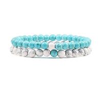 LMRJHAZ 2pcs / ensemble Tiger Eye Stone Couple Distance Bracelet 6 mm Bracelet en perle de yoga en pierre naturelle pour les hommes Femmes Charm Stron Gift