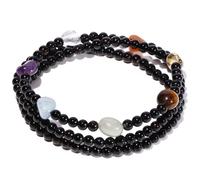 LMRJHAZ 7 Chakra Crystals Crystals Bracelets en perles Stretch Black Agate Wrap Bracelets pour les femmes Stretch Bracelet