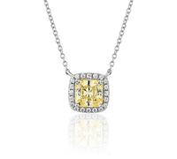 LMRJHAZ 925 argent sterling carré carré rose jaune zircon collier pendentif diamant haut en carbone pour femmes bijoux fins scintillantes