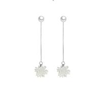LMRJHAZ 925 Boucle d'oreille à Fleurs en Cristal en Argent Sterling, Boucles d'oreilles à Longue chaîne perlées, Boucles d'oreilles à étalons élégants pour Les Femmes Cadeaux
