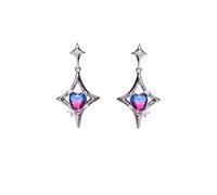 LMRJHAZ 925 Boucle d'oreille en Cristal Coeur en Argent Sterling, Boucles d'oreilles en Croix Creux argentée, Boucles d'oreilles suspendues à étalons de Luxe pour Les Femmes Cadeaux