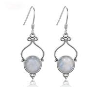 LMRJHAZ 925 Boucle d'oreille en Jade hotan en Argent Sterling, Boucles d'oreilles en Pierre de Bijou Vert, Boucles d'oreilles Pendantes de Cerceau Vintage, Bijoux pour Les Femmes, comme