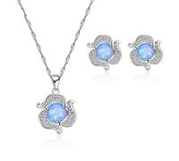 LMRJHAZ 925 Boucles d'oreilles Collier Bijoux pendentif en forme de fleur pour engagement de mariage