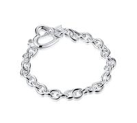 LMRJHAZ 925 Bracelets de cœur Bangles Femme Géométrie Lucky Chain Line Wedding Engaged Party Luxury Fine Girl Présents