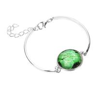 LMRJHAZ ACCESSOIRES FILLES 2PCS Bracelet de trèfle à main du porte-trèfle Charmes à quatre verres à quatre verres Collier en métal