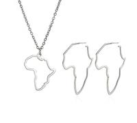 LMRJHAZ Africa Map Aperline Pendant Collier et boucles d'oreilles Ensemble de boucles d'or à la mode d'or Afrique