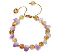 LMRJHAZ Améthyste brute/citrine Bracelets de perles spirituelles Bracelets de pierre de naissance de février pour femmes Richesse Paix Relaxation Bijoux Cadeaux
