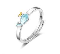 LMRJHAZ Anneaux Ouverts pour Les Femmes, Anneau ajusté élégant Blue Whale Ring Bijoux Roantic Bijoux pour Filles Femmes Couple Engagement Mariage Éternité Ring de Noël Cadeau