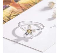 LMRJHAZ Anneaux Ouverts pour Les Femmes, Anneau ajusté Vintage Argent Fleurs de Cerise de Cerise et Bijoux Romantique Cadeau pour Fille Femme Couple Engagement Mariage éternité Anneau de Noël Cadeau