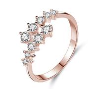 LMRJHAZ Anneaux Ouverts pour Les Femmes, Anneau ajusté Vintage Rose Rose Rond Zircon Ring Ring Bijoux Romantique Cadeau pour Fille Femme Couple Engagement Mariage éternité Anneau de Noël Cadeau