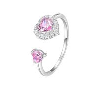 LMRJHAZ Anneaux Ouverts pour Les Femmes, Anneau réglable Rose Or Rotatif Rond Rond en Cristal Rouge Cadeau Bijoux pour Fille Femme Couple Engagement Mariage éternité Anneau de Noël Cadeau