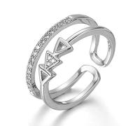 LMRJHAZ Anneaux Ouverts pour Les Femmes, Triangle de Bague ajusté Vintage Arrow Crystal Ring Bijoux Romantique Gift for Girl Femmes Couple Engagement Mariage Éternité Anneau de Noël Cadeau