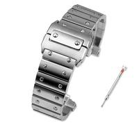 LMRJHAZ Band de montre en acier inoxydable massif pour le bracelet Cartier Santos 100 série masculine 23,0 mm accessoires de montre à boucle papillon