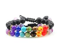 LMRJHAZ Bijoux 2pcs 7 Chakra Men de perle Tiger Eye Lava Lava Rock Stone Reiki Bracelets Bouddha Balance guérisse Femmes