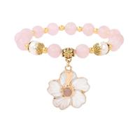 LMRJHAZ Bijoux Bracelet Opale - Shell Flower Pendant Charm Bracelet Bracelet Pearl Amethysts Rose Quartz Opale Bracelets élastiques perlées pour femmes bijoux Bijoux