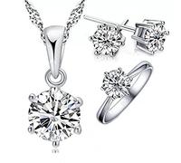 LMRJHAZ Bijoux de mariage d'anniversaire de la femme Set 925 Collier en cristal Ronnerie d'oreille