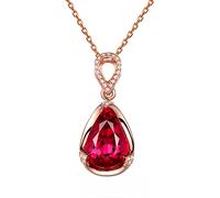 LMRJHAZ Bijoux de mode pour femmes, chaîne de collier en or rose 18K avec rouge 4.39carat bonne tourmaline
