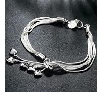 LMRJHAZ Bijoux élégant Cinq Coeurs Bracelet féminin 925 Bijoux Bracelet de chaîne de Serpent pour Femmes Bijoux