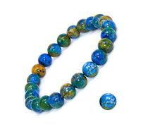 LMRJHAZ Bijoux en charme Bracelet de pierre précieuse, bracelets perlées Boule de pierre cyan rond naturelle bracelet élastique bracelet de mode bijoux en cristal pour hommes femmes (taille: 10 mm)