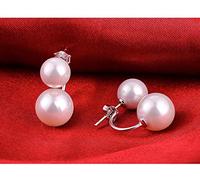 LMRJHAZ Bijoux Femmes Boucles d'oreilles en Argent, Mode 925 Argent Sterling à Deux Couleurs Boucles d'oreilles en Bois vertises pour Femmes Bijoux de Mariage Boucles d'oreilles en Perles