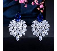 LMRJHAZ Bijoux noble blanc cubique zircone pavée de longues boucles d'oreilles vertes pour femmes