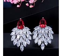 LMRJHAZ Bijoux noble blanc cubique zircone pavée de longues boucles d'oreilles vertes pour femmes